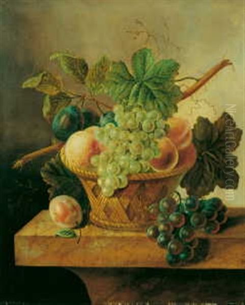 Stilleben Mit Obstkorb Oil Painting by Johannes Cornelis de Bruyn