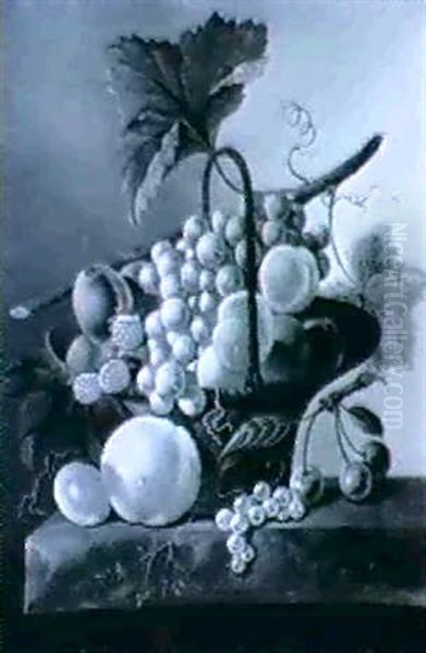 Corbeille De Fruits Posee Sur Un Entablement Oil Painting by Johannes Cornelis de Bruyn