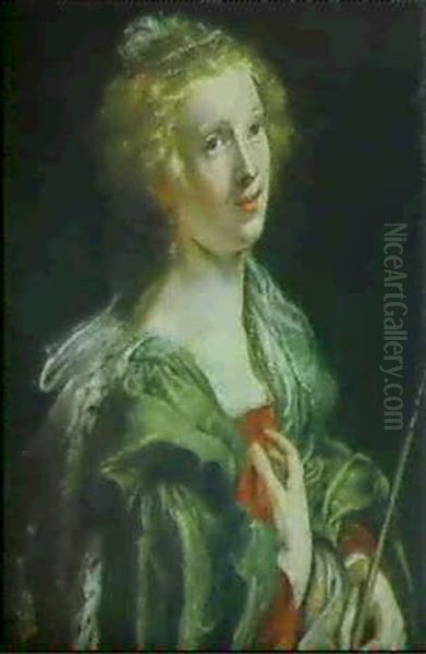 Brustbildnis Einer Jungen Frau Mit Perlengeschmucktem Haar Oil Painting by Anna Francisca de Bruyns