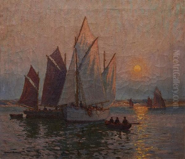 Twilight Moon Oil Painting by Charles David Jones Bryant