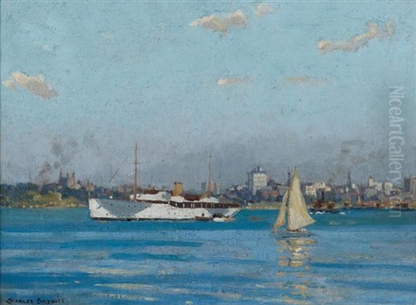 Survey Ship, Farm Cove Oil Painting by Charles David Jones Bryant