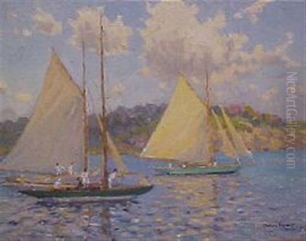 Yachting Oil Painting by Charles David Jones Bryant