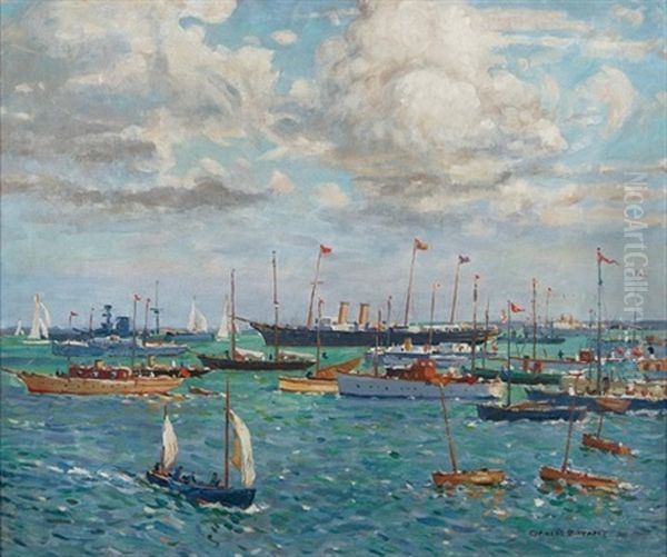 The Royal Yacht Victoria And Albert-naval Review Oil Painting by Charles David Jones Bryant