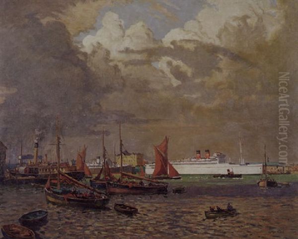 Storm Clouds Over Tilbury Oil Painting by Charles David Jones Bryant