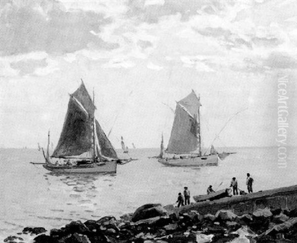 Fishing Boats, Concarneau Oil Painting by Charles David Jones Bryant