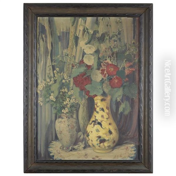 Hollyhocks Oil Painting by Everett Lloyd Bryant