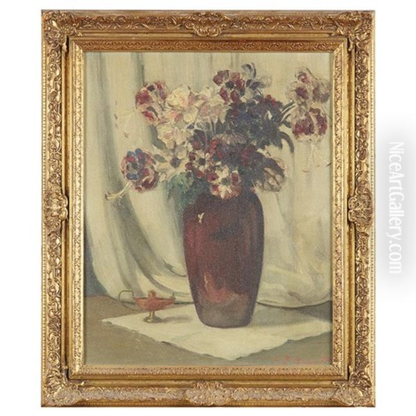 Mixed Flowers In A Vase Oil Painting by Everett Lloyd Bryant