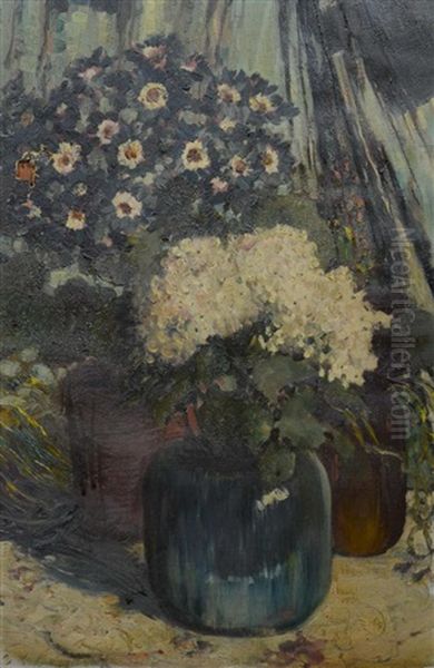 Still Life Flowers In Vase Oil Painting by Everett Lloyd Bryant