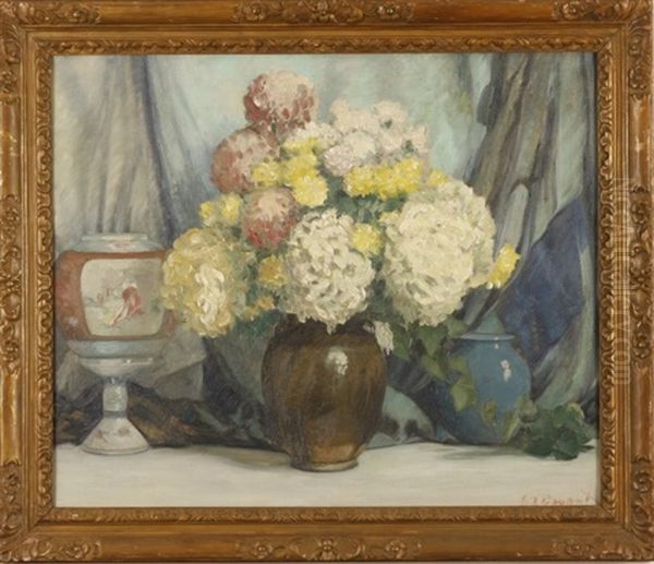 Still Life With Vase And Flowers Oil Painting by Everett Lloyd Bryant