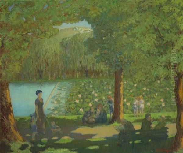 Summer Stroll In A Park Oil Painting by Everett Lloyd Bryant