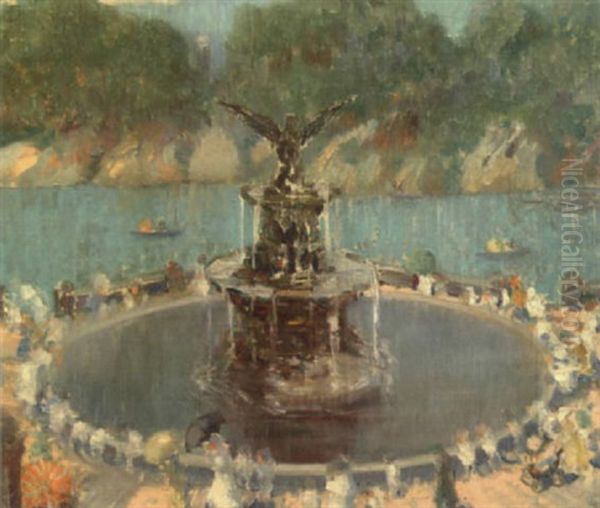 The Fountain Oil Painting by Everett Lloyd Bryant