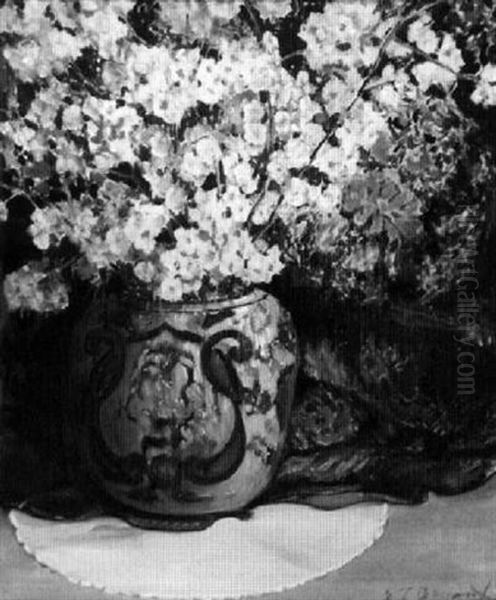 Still Life Of Apple Blossoms In A Chinese Jar Oil Painting by Everett Lloyd Bryant