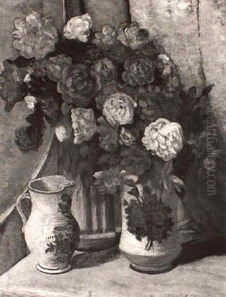 Still Life With Roses Oil Painting by Everett Lloyd Bryant