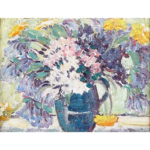 Flowers In A Vase Oil Painting by Maude Drein Bryant