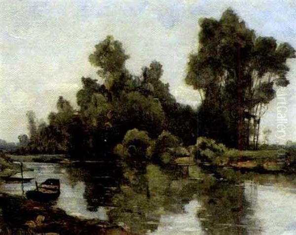 On A Quiet Backwater Oil Painting by William Brymner