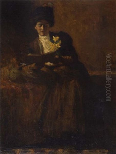 Woman With A Book Oil Painting by William Brymner