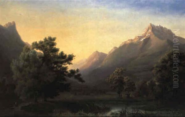 A View Of 'la Dent Du Midi' Oil Painting by Jean Bryner