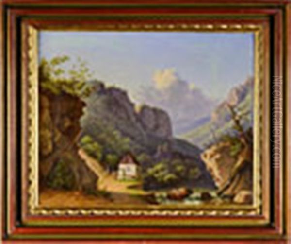 Landscape With Staffage Oil Painting by Franz Bsirsky