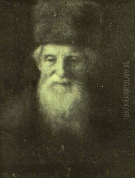 Portrait Of A Rabbi Oil Painting by Simeon Buchbinder