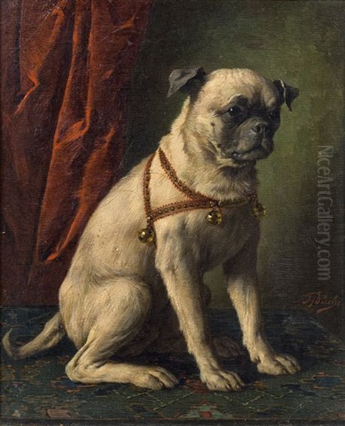 Mops Oil Painting by Josef Bueche