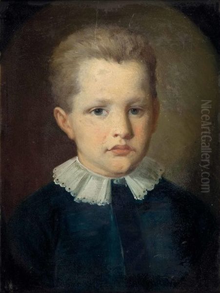 Knabenportrat (ruckseite Beschriftet Cousin Richard Buche) Oil Painting by Josef Bueche