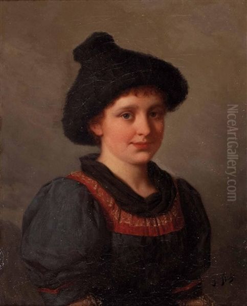 Tiroler Madchen Oil Painting by Josef Bueche