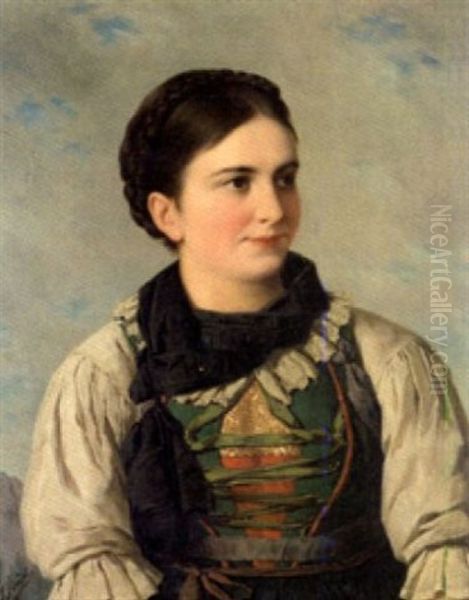 Bauer Und Bauerin In Tracht Oil Painting by Josef Bueche