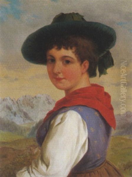 Bauerndirndl Oil Painting by Josef Bueche