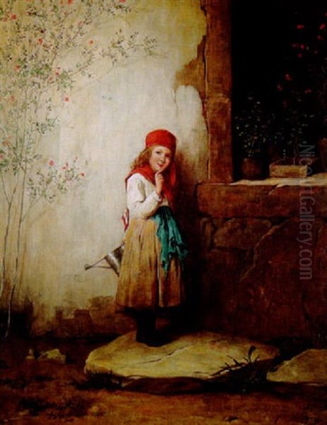 Die Kleine Gartnerin Oil Painting by Josef Bueche