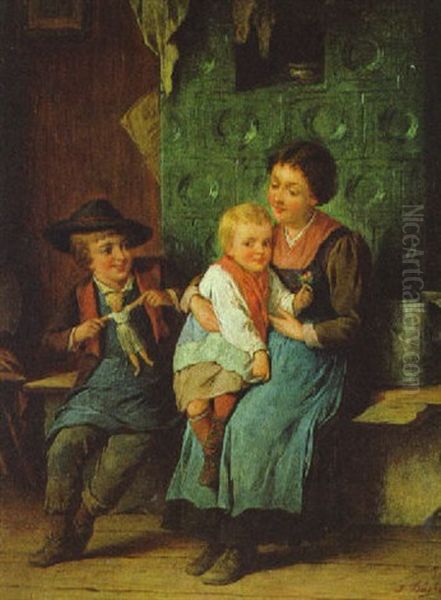 Muttergluck Oil Painting by Josef Bueche