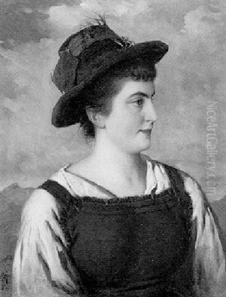 Portrait Einer Jungen Frau In Tracht by Josef Bueche