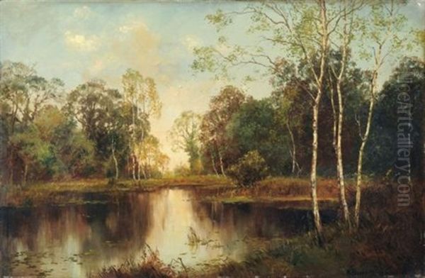 Stilles Wasser Im Wald Bei Weimar Oil Painting by Karl Buchholz