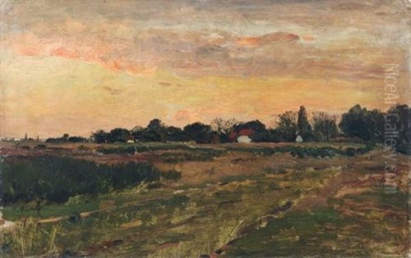 Abendliche Landschaft Bei Weimar Oil Painting by Karl Buchholz