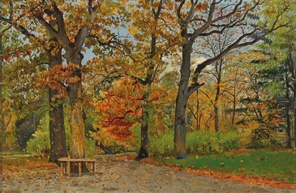 Pathway In A Park Oil Painting by Karl Buchholz