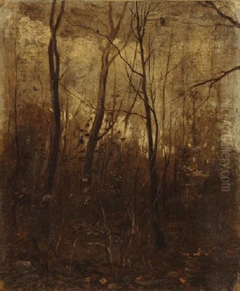 Waldstudie. Im Webicht Bei Weimar (study) Oil Painting by Karl Buchholz