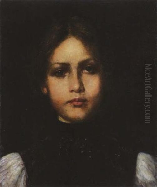 Madchen In Tracht Oil Painting by Georg Buchner