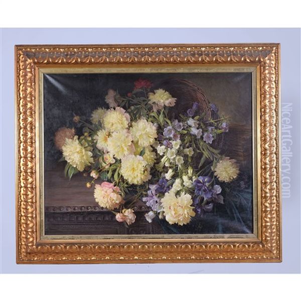 Basket Of Flowers Oil Painting by Hans Buchner