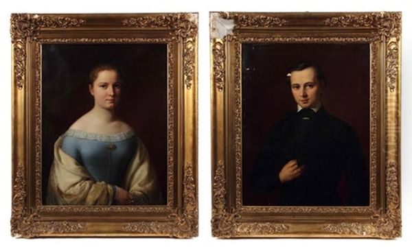 Damen- Und Herrenportrait (pair) Oil Painting by Johann Georg Buchner