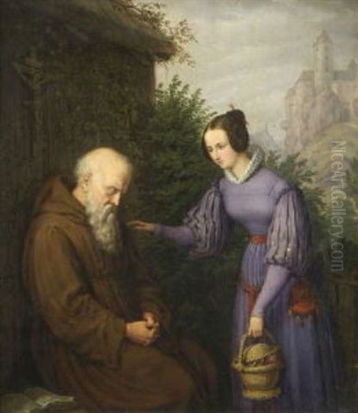 Willkommener Besuch Oil Painting by Johann Georg Buchner