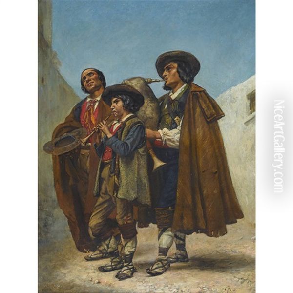 Spanische Dudelsackpfeifer Oil Painting by Frank Buchser