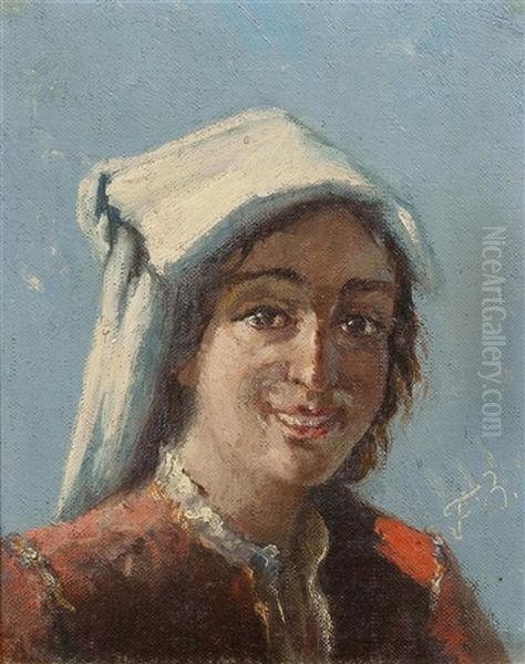 Portrait Of A Woman Oil Painting by Frank Buchser