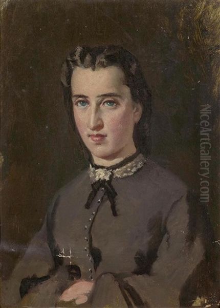 Portrait Of A Woman, Probably Ida Fischer Oil Painting by Frank Buchser