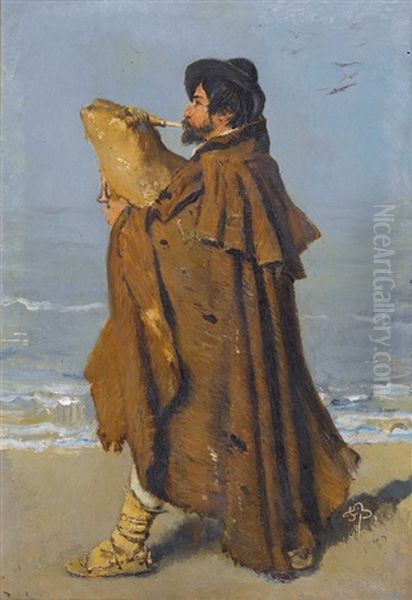 Italienischer Dudelsackblaser Oil Painting by Frank Buchser