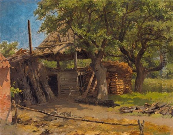 Sommerliche Bauernhofpartie Oil Painting by Frank Buchser