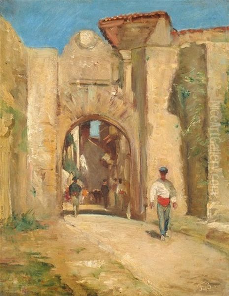 Gasse Mit Stadttor In Marokko Oil Painting by Frank Buchser