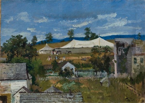 Zirkuszelt In Woodstock Oil Painting by Frank Buchser