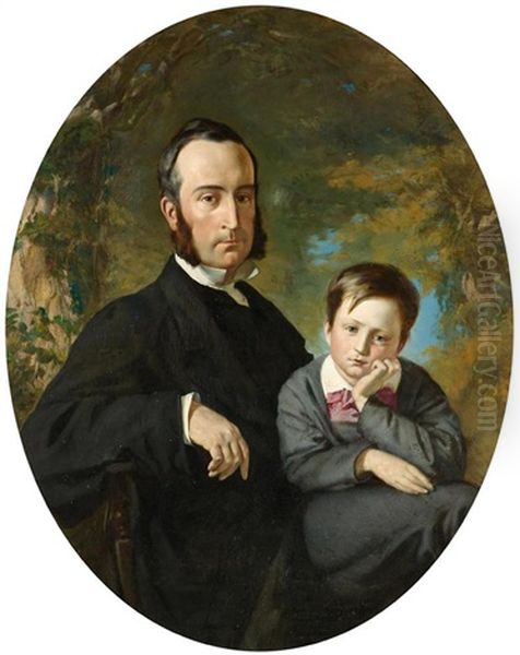 Vater Und Sohn- Thomas Hopewell Und Sein Sohn Timothy Oil Painting by Frank Buchser