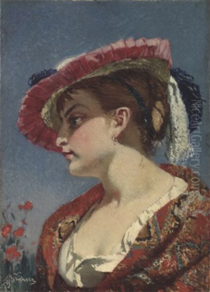 Irene (miss Maud Hurst?) Oil Painting by Frank Buchser