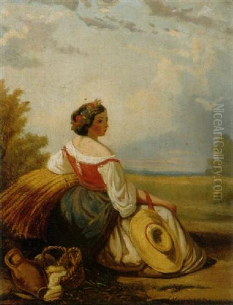 Junge Frau In Tracht Oil Painting by Frank Buchser