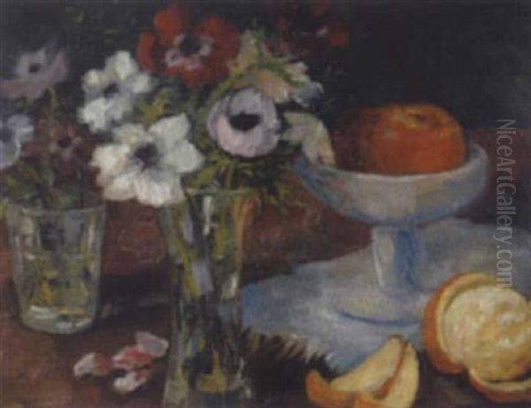 Stillleben Mit Blumen Und Fruchten Oil Painting by Alfred Buchta